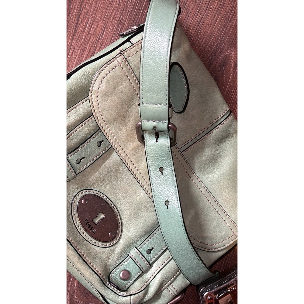 Fossil‎ Maddox Green Leather Classic Long Live Vintage Flap Buckle Crossbody Bag - Picture 8 of 9